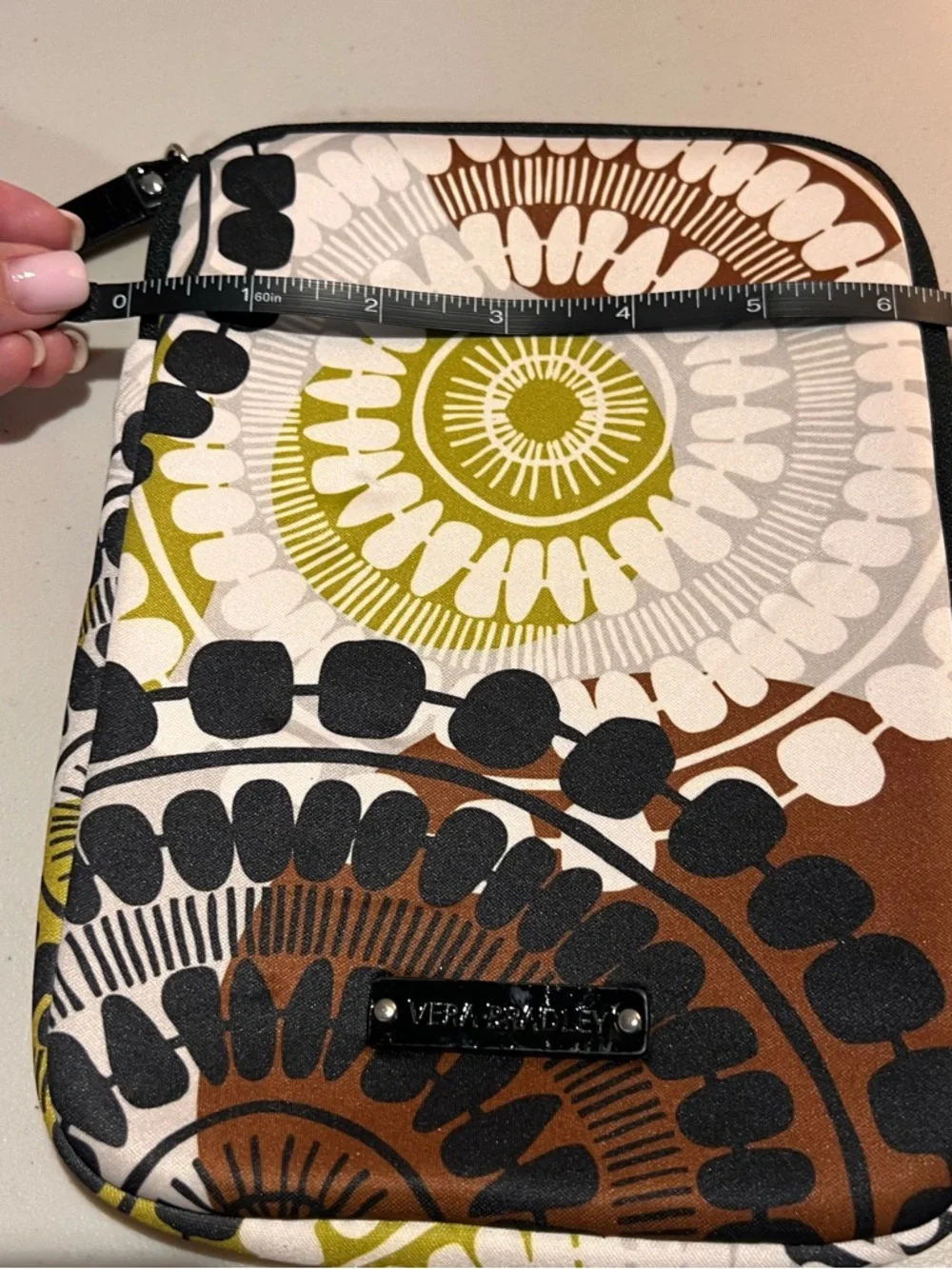Vera Bradley Tablet Case Cocoa Moss Foam Zip Electronics Sleeve